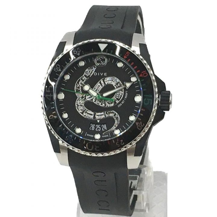 GUCCI DIVE スネーク グッチ ダイヴ 腕時計 ラバー GUCCI グッチ 腕時計 ダイヴ スネーク 136.3 YA136323 ブラック