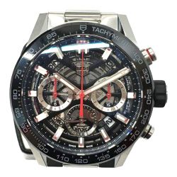 △△ TAG HEUER タグホイヤー カレラ キャリバー スケルトン クロノグラフ  箱コマ付 CBG2010 ブラック Aランク
