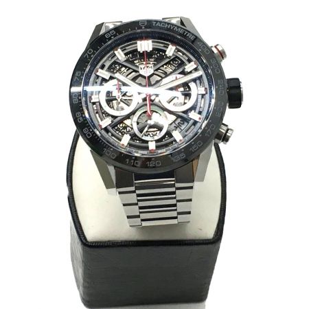  TAG HEUER タグホイヤー カレラ キャリバー スケルトン クロノグラフ  箱コマ付 CBG2010 ブラック