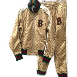 △△ TMT ティーエムティー ベロア セットアップ 総ロゴ Lサイズ  ベージュ Aランク