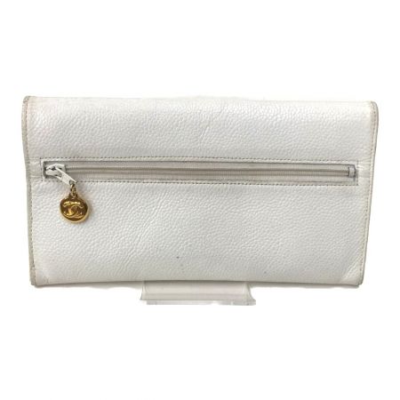  CHANEL シャネル キャビアスキン 長財布 ココマーク ギャランティカード付 ホワイト