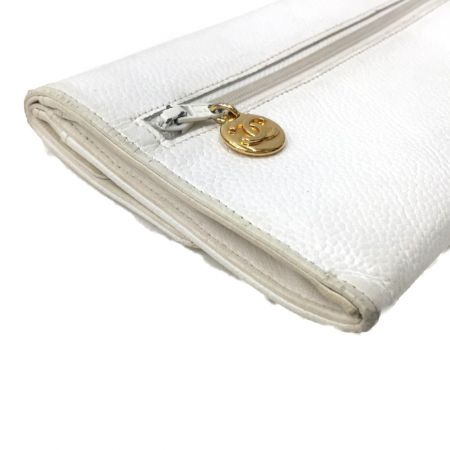  CHANEL シャネル キャビアスキン 長財布 ココマーク ギャランティカード付 ホワイト