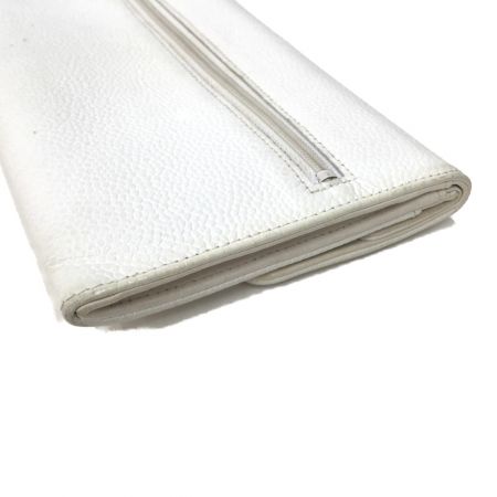  CHANEL シャネル キャビアスキン 長財布 ココマーク ギャランティカード付 ホワイト