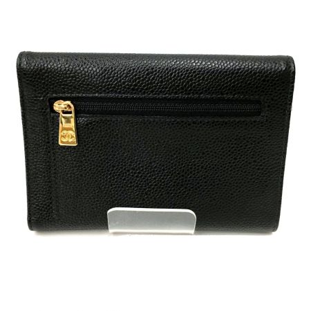  CHANEL シャネル キャビアスキン ココマーク 三つ折り財布 箱ギャランティーカード付 A13225Y01864 ブラック