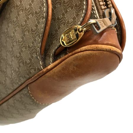  CELINE セリーヌ マカダム柄 コーティングキャンバス×レザー バッグ ブラウン