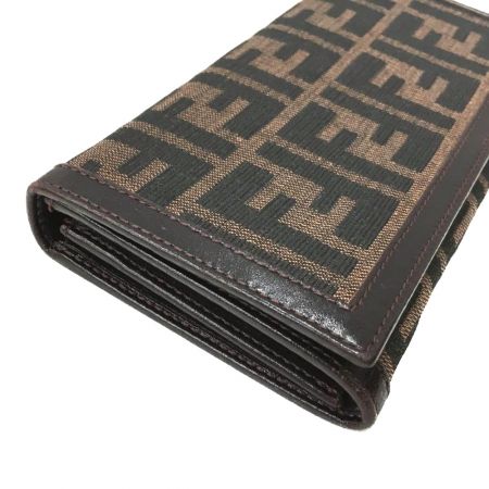  FENDI フェンディ ズッカ柄 長財布 レザー×キャンバス ブラウン