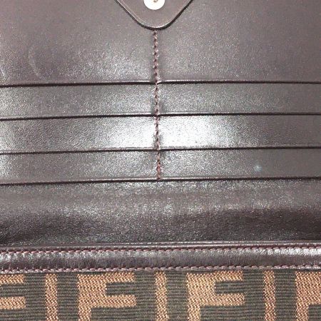  FENDI フェンディ ズッカ柄 長財布 レザー×キャンバス ブラウン