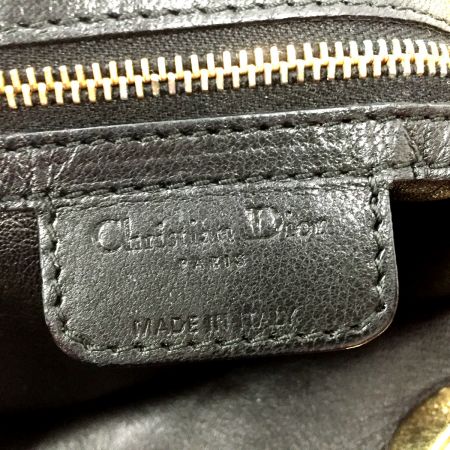  Christian Dior クリスチャンディオール ショルダートートバッグ  編み込み レザー 225-BM-0088 ブラック×ゴールド