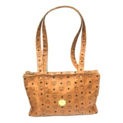 △△ MCM エムシーエム ヴィセトス柄 ロゴ スクエア トート ワンショルダーバッグ ブラウン Bランク