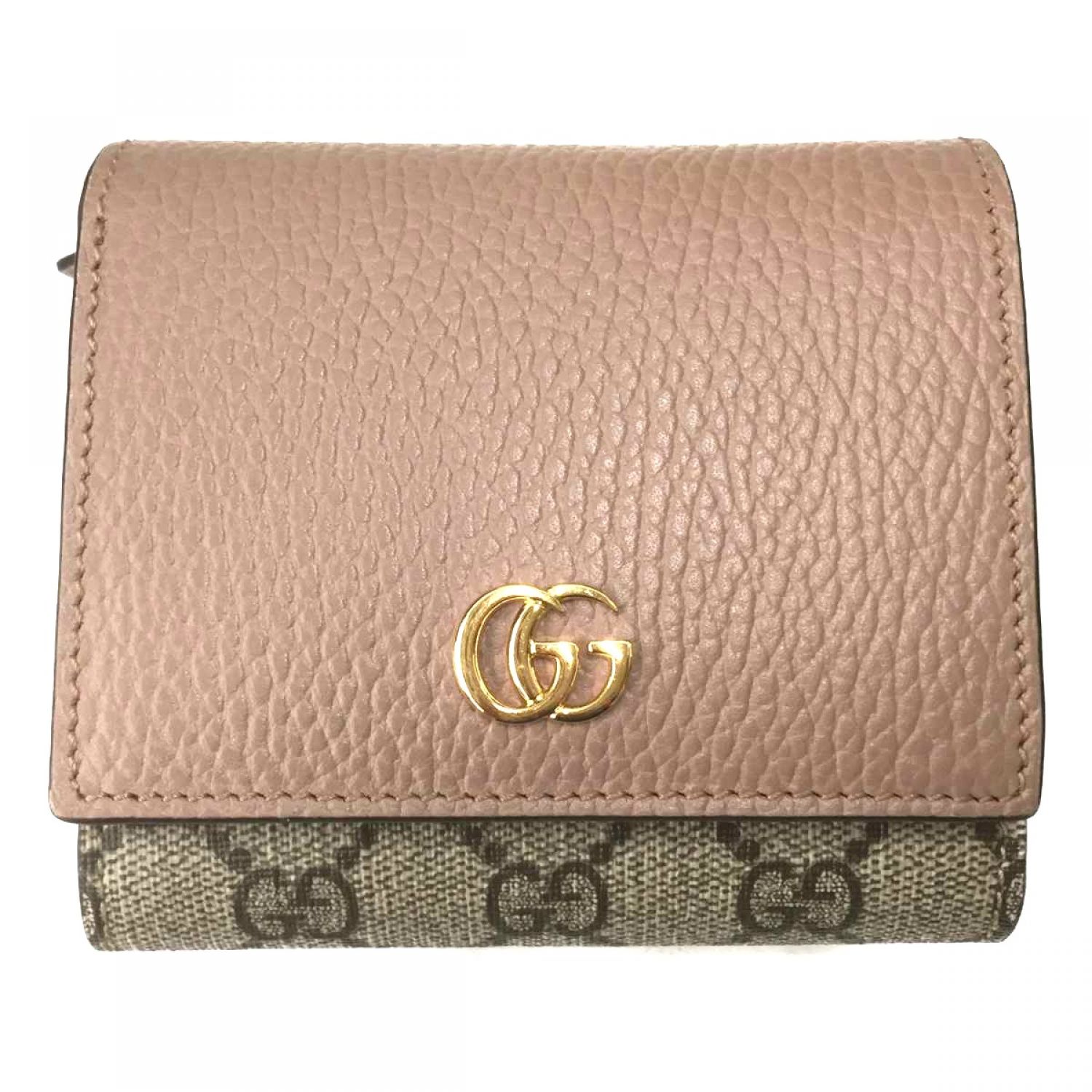 激安】 近年モデル希少美中古□GUCCI GGマーモント レザー 2つ折り財布