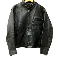△△ Schott ショット シングルライダースジャケット ボアライナー付 ほつれあり 07203 ブラック Cランク