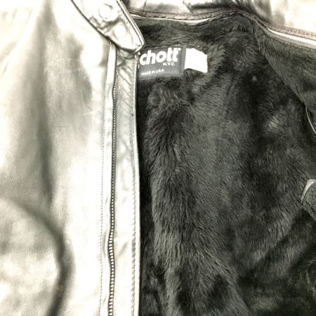  Schott ショット シングルライダースジャケット ボアライナー付 ほつれあり 07203 ブラック