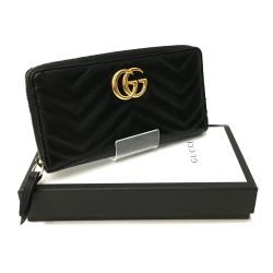 △△ GUCCI グッチ GGマーモント ジップアラウンドウォレット 443123･525040 ブラック Bランク