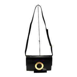 △△ CELINE セリーヌ サークルロゴ レザーショルダーバッグ オールド ヴィンテージ M13 ブラック Bランク