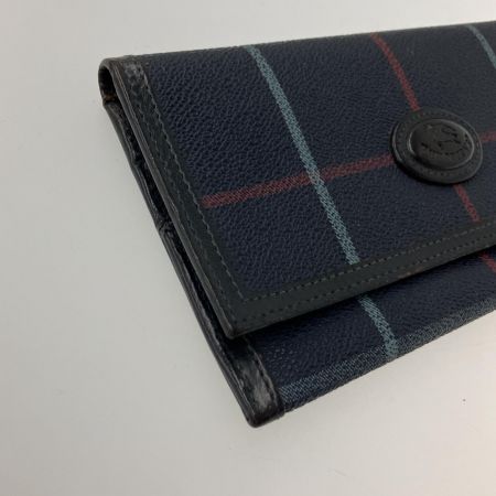  Burberrys バーバリーズ ペンチェック　PVC×レザー長財布　ヴィンテージ ネイビー