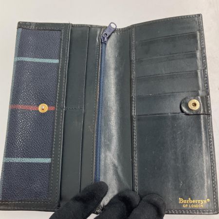  Burberrys バーバリーズ ペンチェック　PVC×レザー長財布　ヴィンテージ ネイビー