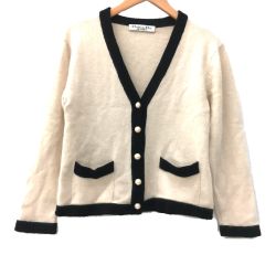△△ Christian Dior クリスチャンディオール ヴィンテージ カシミヤ カーディガン  Y-TK03 アイボリー×ブラック Bランク