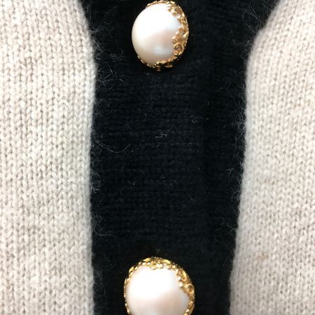  Christian Dior クリスチャンディオール ヴィンテージ カシミヤ カーディガン  Y-TK03 アイボリー×ブラック