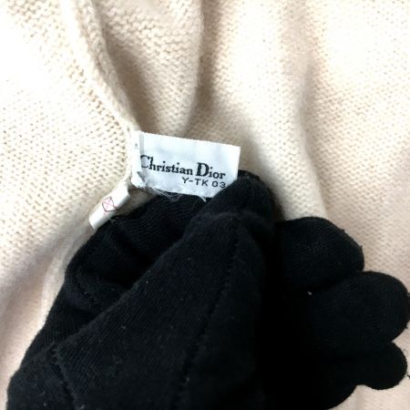  Christian Dior クリスチャンディオール ヴィンテージ カシミヤ カーディガン  Y-TK03 アイボリー×ブラック