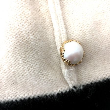  Christian Dior クリスチャンディオール ヴィンテージ カシミヤ カーディガン  Y-TK03 アイボリー×ブラック