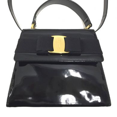 中古】 Salvatore Ferragamo サルヴァトーレフェラガモ ヴァラリボン エナメル 2WAYバッグ BW-215677 ブラック｜総合リサイクルショップ  なんでもリサイクルビッグバン オンラインストア