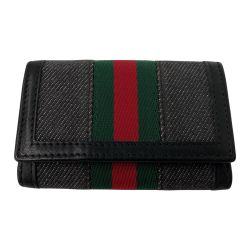 △△ GUCCI グッチ 6連キーケース シェリーライン デニム×レザー 76337 0416 Bランク
