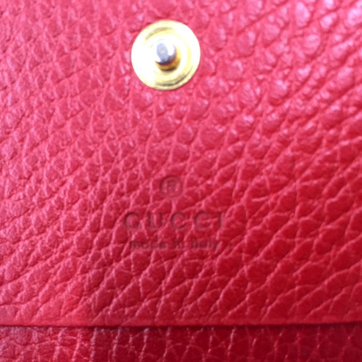 グッチ GUCCI　マーモント レッド 二つ折り財布 赤 中古・古着通販】GUCCI (グッチ) GGマーモント二つ折り財布 レッド