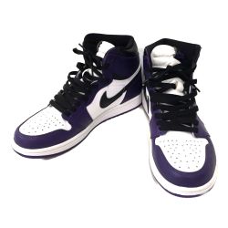 △△ NIKE ナイキ エアジョーダン1 レトロ ハイ コート パープル　26cm 555088-500 ホワイト×パープル Bランク