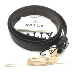 △△ BALLY バリ レザーベルト　ゴールドバックル  ブラック Aランク