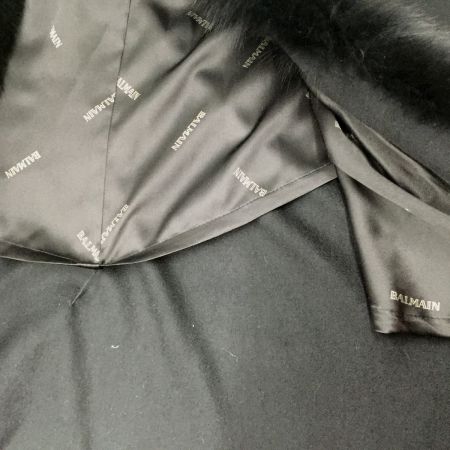 balmain バルマン カシミヤ ケープ シルク FOXファー ブラック