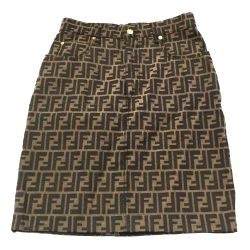 △△ FENDI フェンディ ズッカ柄 スカート 32インチ 521610 ブラウン Bランク