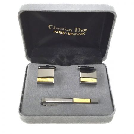  Christian Dior クリスチャンディオール カフス ネクタイピンセット 101167　139 ブラック×ゴールド