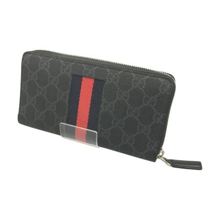  GUCCI グッチ GG柄 PVC GGストリーム ラウンドジップ長財布 408831 ブラック