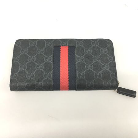  GUCCI グッチ GG柄 PVC GGストリーム ラウンドジップ長財布 408831 ブラック