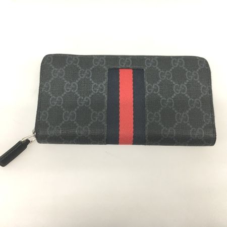  GUCCI グッチ GG柄 PVC GGストリーム ラウンドジップ長財布 408831 ブラック
