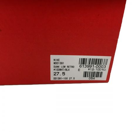  NIKE ナイキ スニーカー ダンク LOW レトロ DD1391-100 ホワイト x ブラック 27.5cm