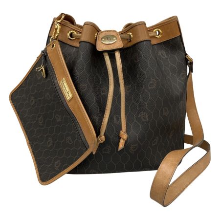  Christian Dior クリスチャンディオール Dior ショルダーバッグ PVC レザー  ハニカム柄 ポーチ付 ブラック