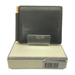 △△ TOM FORD トムフォード マネークリップ付 二つ折りカードケース ブラック Aランク