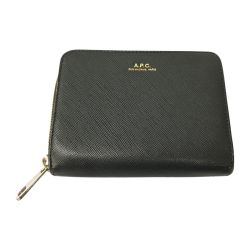 △△ A.P.C アーペーセー Emmanuelle Compact Wallet エンボスレザー ブラック Bランク