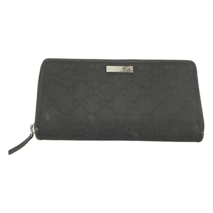 GUCCI グッチ GGキャンバス×レザー ラウンドファスナー長財布 307980 