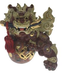 △△  九谷焼 玉乗獅子  破魔矢 置物 Aランク