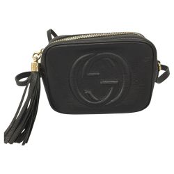 △△ GUCCI グッチ ショルダーバッグ スモール レザー ソーホー 内部ヨゴレ有 308364 ブラック Bランク