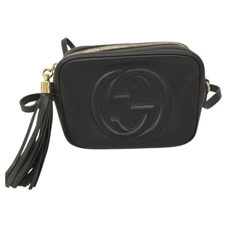  GUCCI グッチ ショルダーバッグ スモール レザー ソーホー 内部ヨゴレ有 308364 ブラック