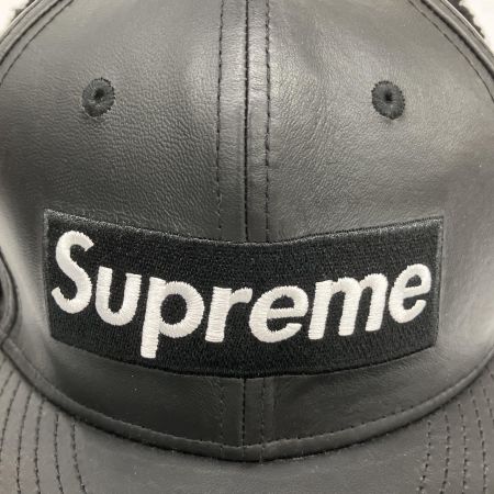  Supreme シュプリーム 22AW×NEW ERA Leather Earflap Box Logo レザーイヤーボックスロゴキャップ 帽子  ブラック