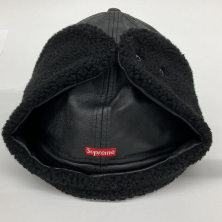  Supreme シュプリーム 22AW×NEW ERA Leather Earflap Box Logo レザーイヤーボックスロゴキャップ 帽子  ブラック