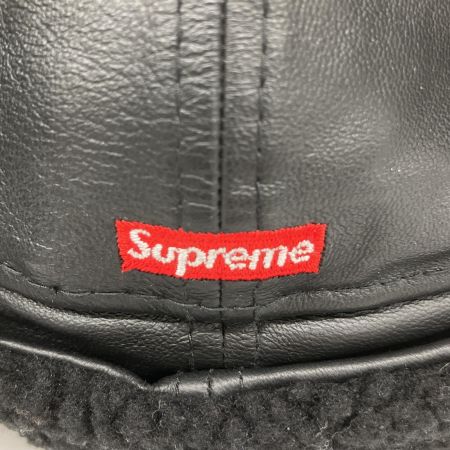  Supreme シュプリーム 22AW×NEW ERA Leather Earflap Box Logo レザーイヤーボックスロゴキャップ 帽子  ブラック