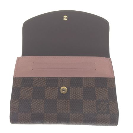  LOUIS VUITTON ルイヴィトン  ダミエ ポルトフォイユ ノルマンディ ローズバレリーヌ  N60043 ブラウン×ピンク