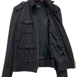 △△ BURBERRY BLACK LABEL バーバリーブラックレーベル コットンジャケット ホースロゴボタン ノバチェックライン M BMP08-307-08 ブラック Aランク