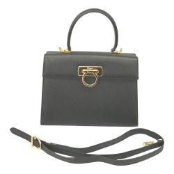 △△ Salvatore Ferragamo サルヴァトーレフェラガモ 2WAYショルダーバッグ ガンチーニ  レザー AF-21 ブラック Bランク