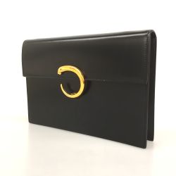 △△ Cartier カルティエ パンテール スクエア型 パンサー レザー ヴィンテージ 2WAY ショルダー紐欠品 クラッチバッグ ブラック Bランク